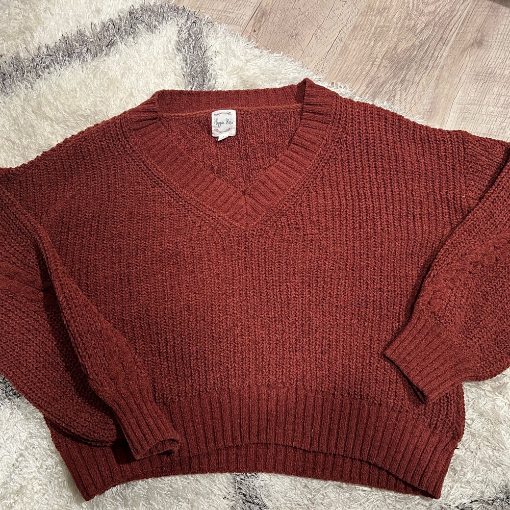 Hippie Rose Burgandy Belly Sweater
